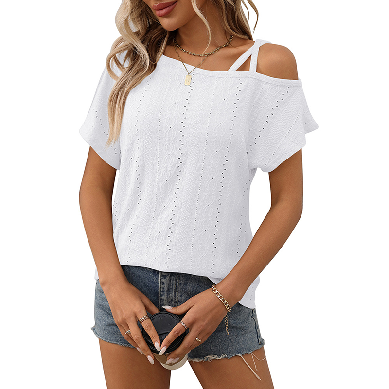 š„NEW ARRIVAL LIMITED TIME OFFERš„Women's Fashion Hollow Out Solid Color Short Sleeve Top