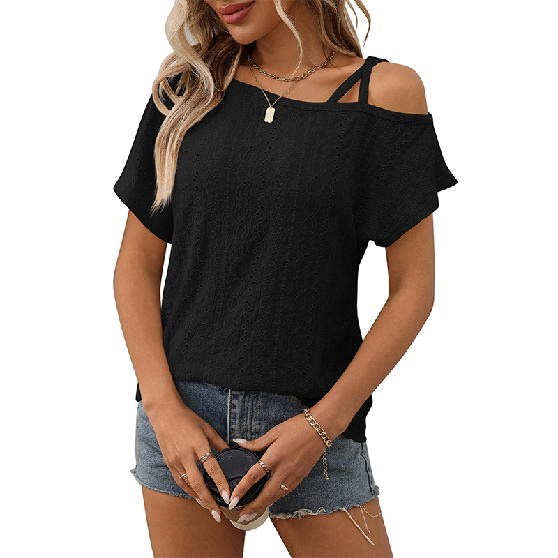 š„NEW ARRIVAL LIMITED TIME OFFERš„Women's Fashion Hollow Out Solid Color Short Sleeve Top
