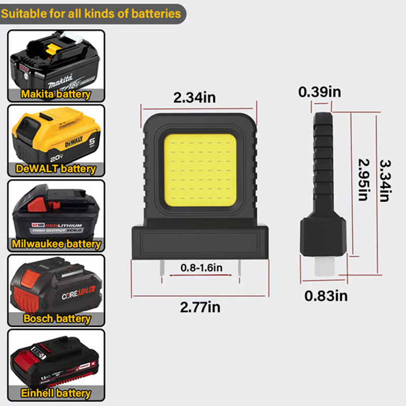 Adjustable LED Light for Lithium Battery Tools