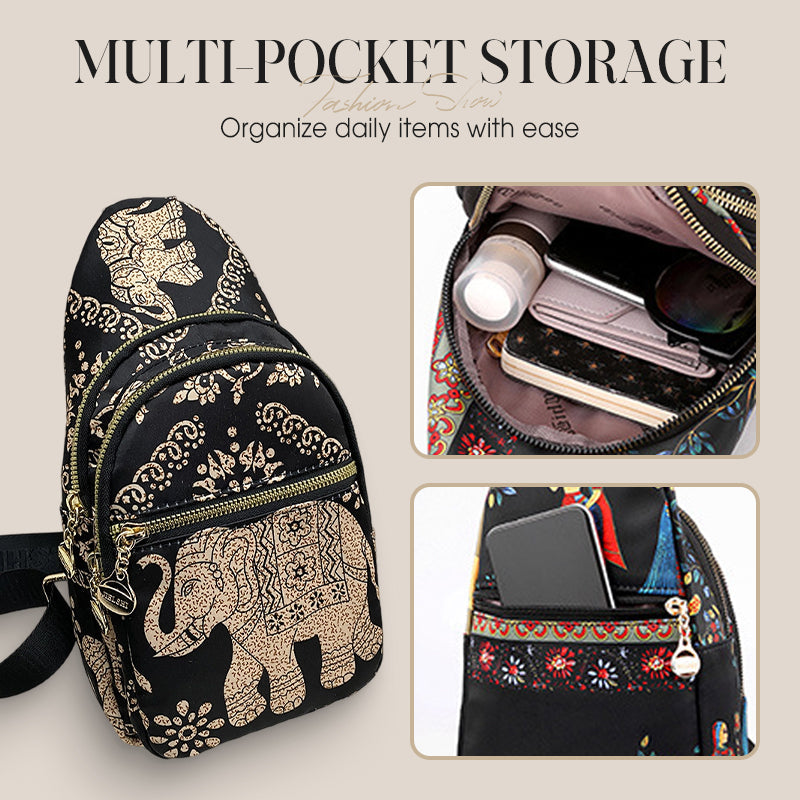 Boho Elephant Print Crossbody Bag