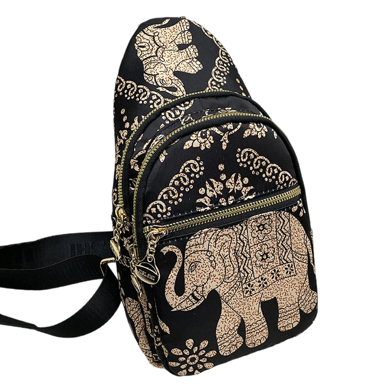 Boho Elephant Print Crossbody Bag