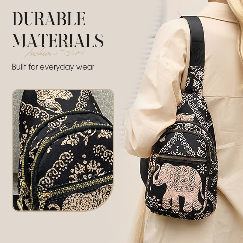 Boho Elephant Print Crossbody Bag