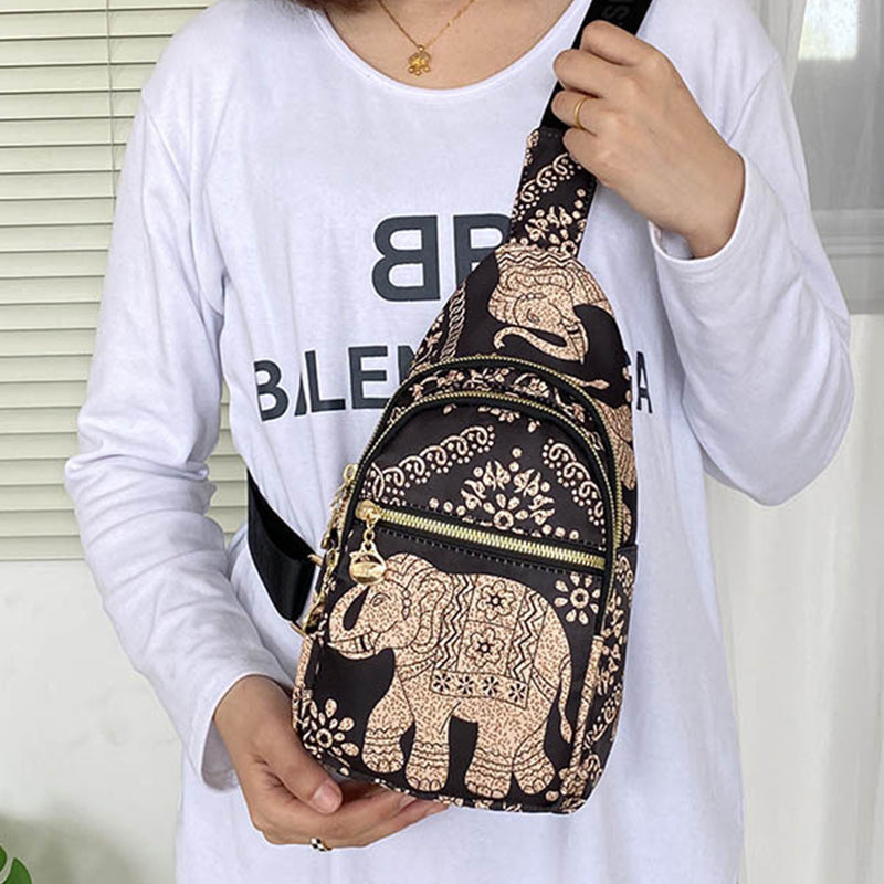 Boho Elephant Print Crossbody Bag