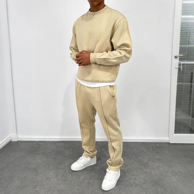 Men’s Solid Color Top & High Waist Jogger Pants 2-Piece Set