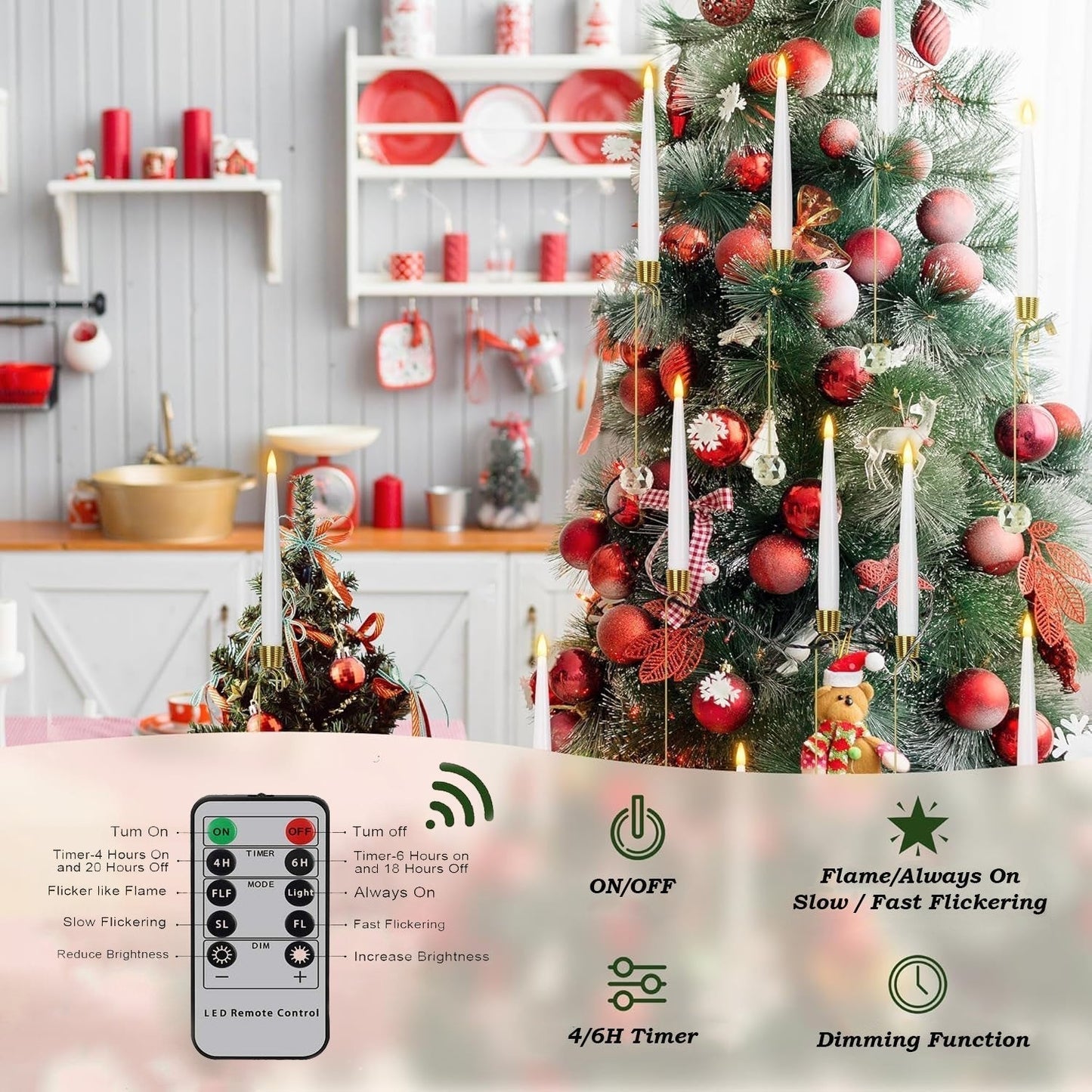 🎁Early Christmas Promotion - 50% OFF🎄Christmas Tree Led Candles with Clear Crystal Ball Hook