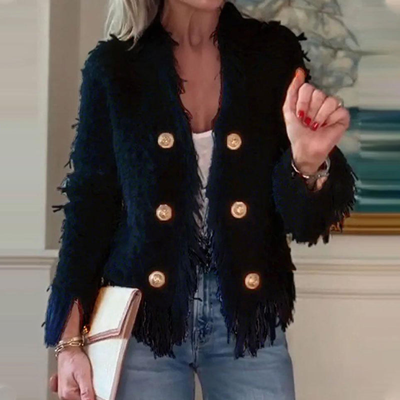 💜Limited stock available 50%OFF 💜 Women’s Fashion Button Tassel Short Coat