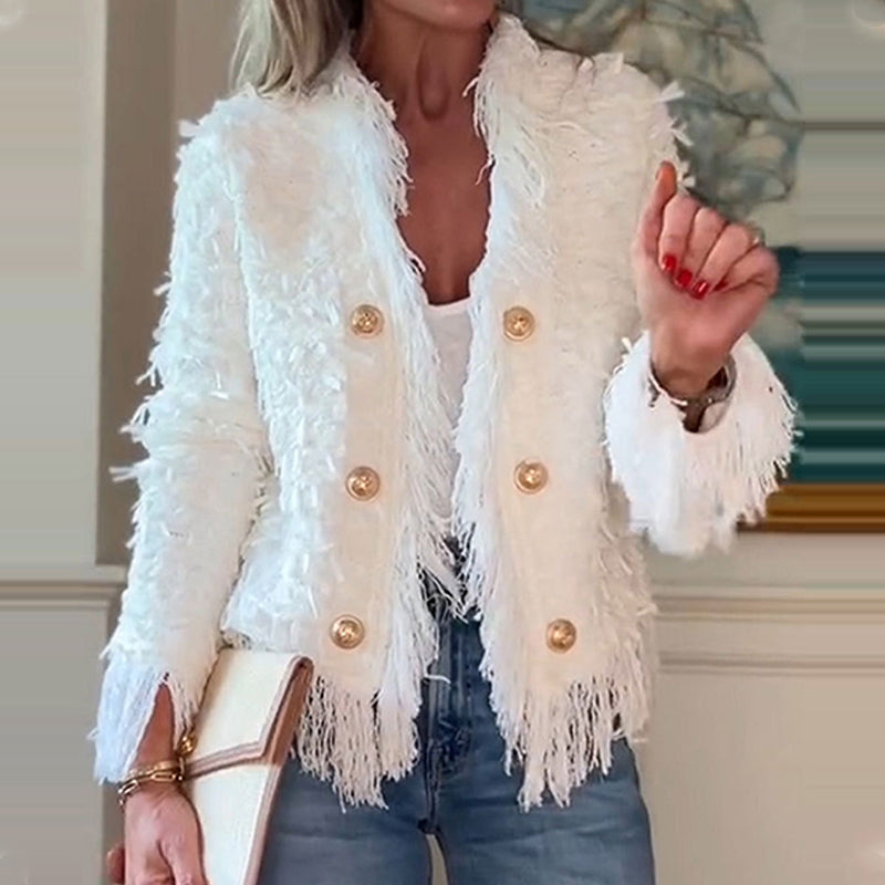 💜Limited stock available 50%OFF 💜 Women’s Fashion Button Tassel Short Coat