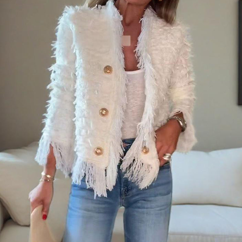 💜Limited stock available 50%OFF 💜 Women’s Fashion Button Tassel Short Coat