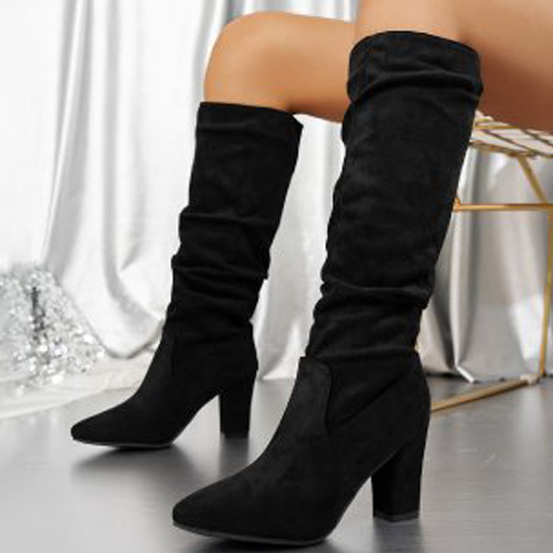 đ„New Arrivals Now Hot Selling-Womenâs Stylish Solid Color High Heel Boots