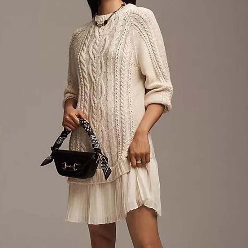 💗Seasonal Sale: 50% Off💗Women's Cable-Knit Mini Sweater Dress