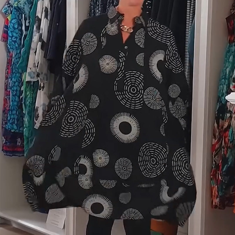 💥New arrivals now 50% off-Elegant Printed Long Sleeve Dress