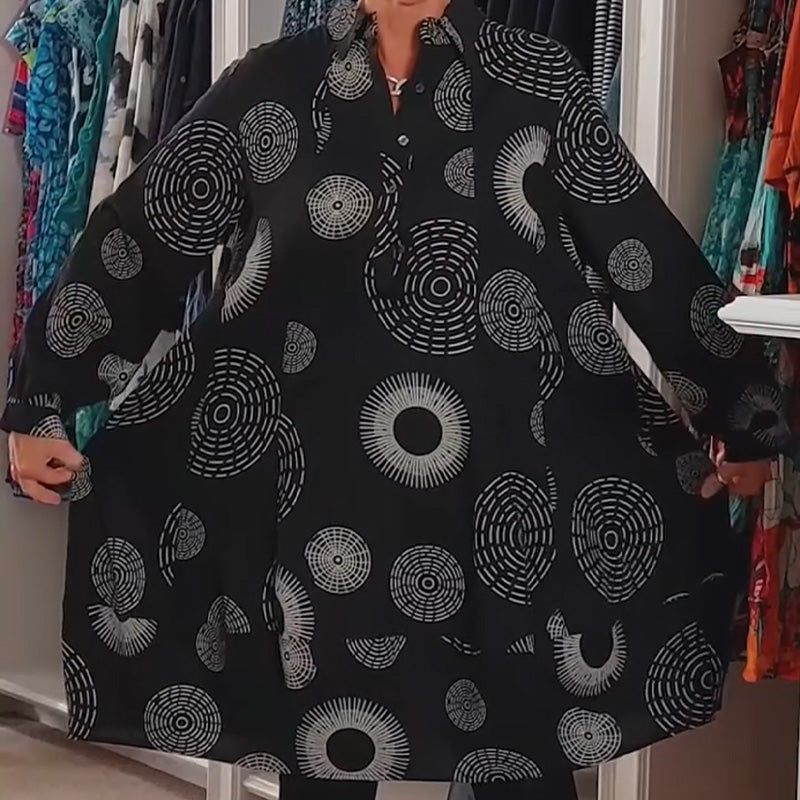 💥New arrivals now 50% off-Elegant Printed Long Sleeve Dress