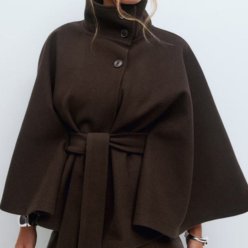 🍁Autumn Special-Sale 60% off - Women's Stand Collar Shawl Coat (with Belt)🧶Chic, Comfortable & Made for Every Occasion