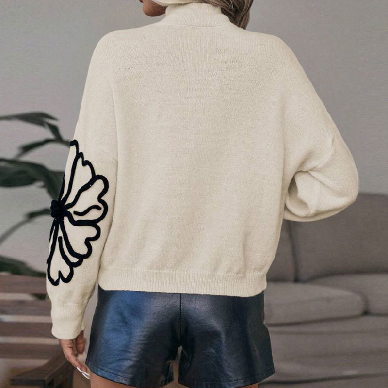 🔥Limited-time offer: 50% off-Women’s Floral Mock Neck Long Sleeve Sweater