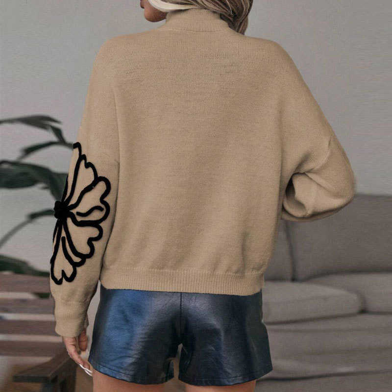 🔥Limited-time offer: 50% off-Women’s Floral Mock Neck Long Sleeve Sweater