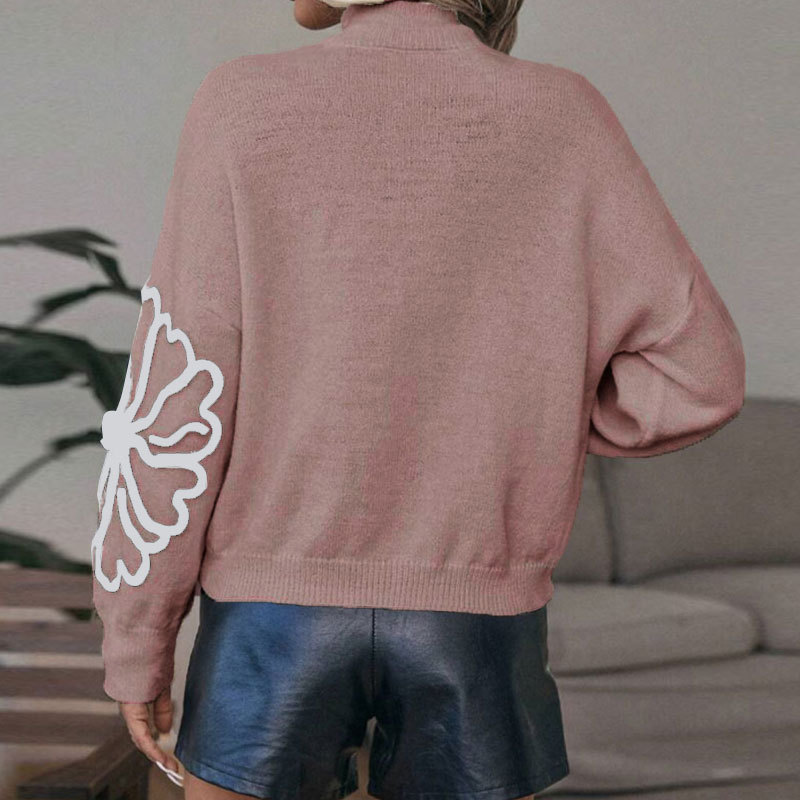 🔥Limited-time offer: 50% off-Women’s Floral Mock Neck Long Sleeve Sweater