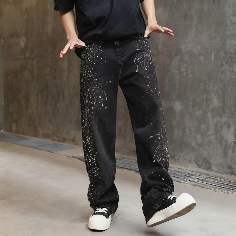 💥New Arrivals: 50% Off-Women’s Sparkling Rhinestone Wide-Leg Jeans