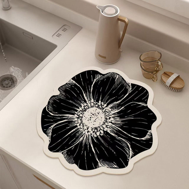 Flower-Shaped Dish Drying Mat for Kitchen Counter