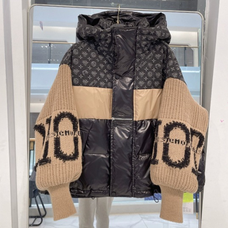 🎁 Hot Sale 49% OFF 🔥Women’s Patchwork Knit Sleeve Hooded Puffer Jacket|Free Express Delivery✈️