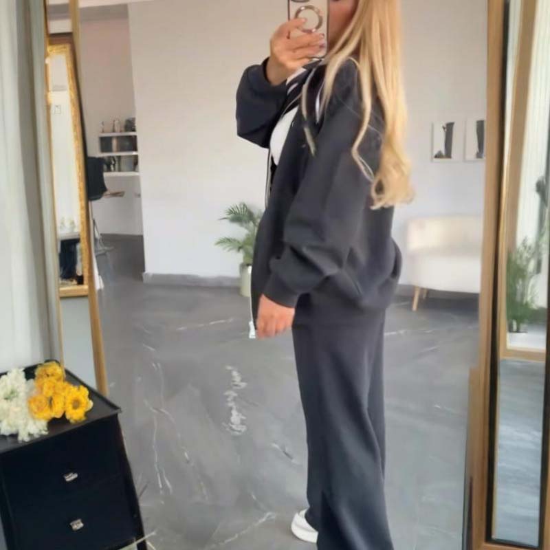 Women’s Zippered Jacket & High-Waisted Pants Set