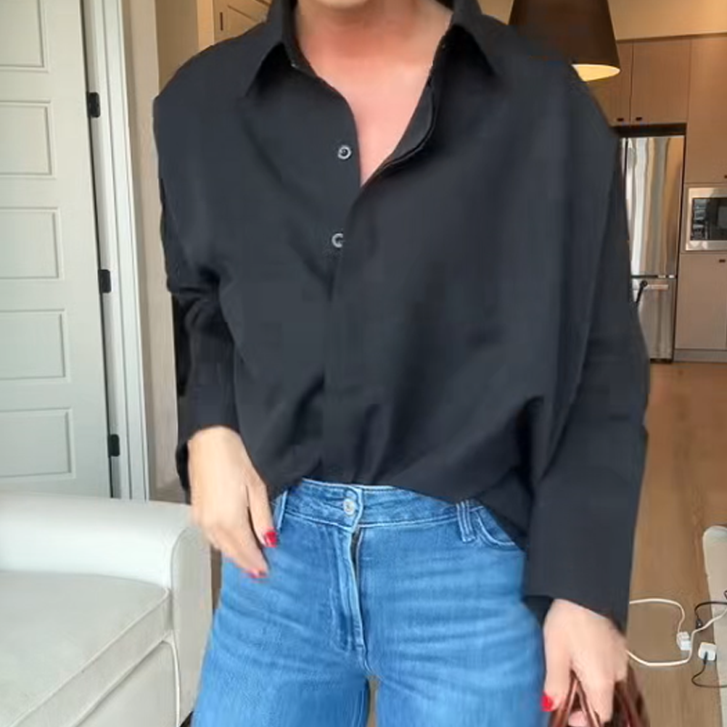 Women's Flared Hem Lapel Shirt