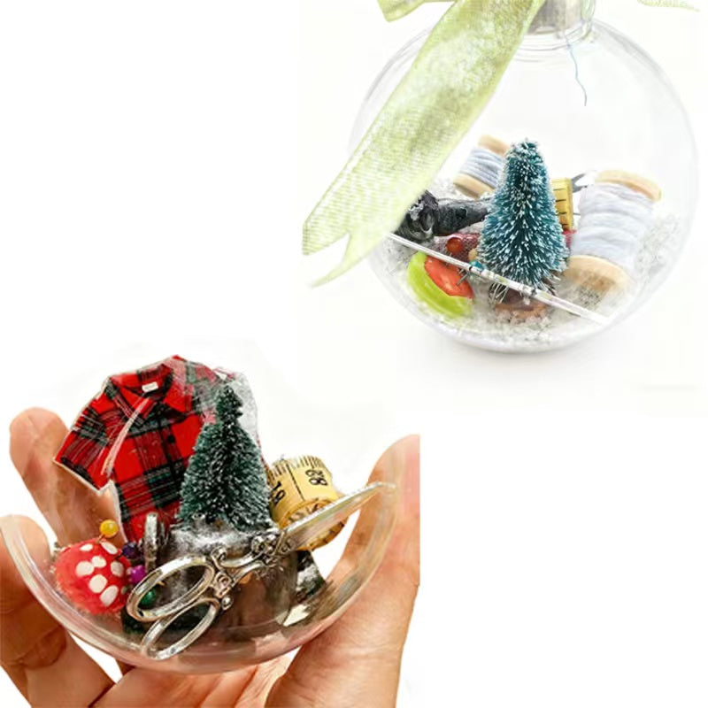 🎄 50% OFF NOW! ✨ Holiday Sewing Snow Globe - DIY Craft Ornament with Glitter & Mini Figures, Festive Decor for Tree or Gift 🧵📦
