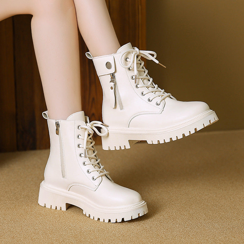 Women's Combat Ankle Boots with Side Zipper
