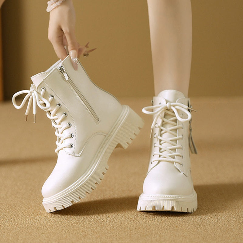 Women's Combat Ankle Boots with Side Zipper