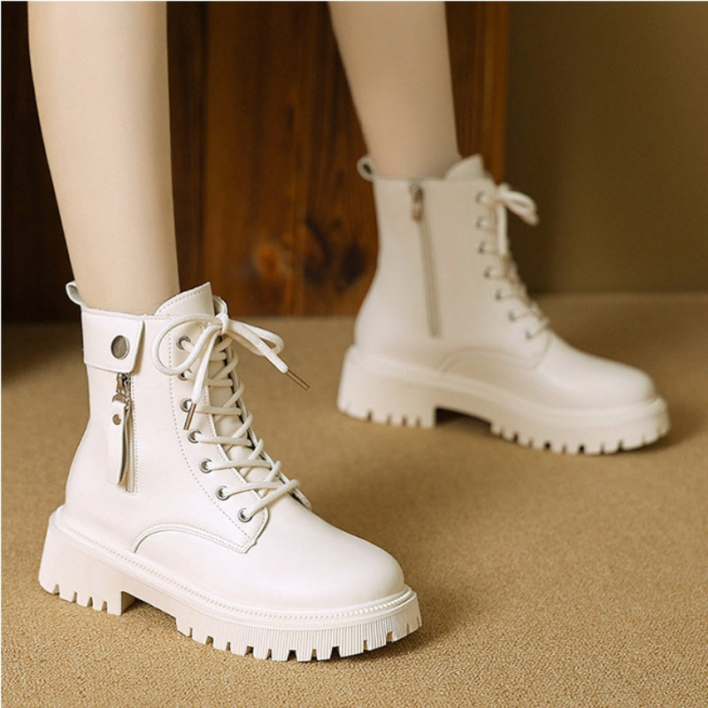 Women's Combat Ankle Boots with Side Zipper