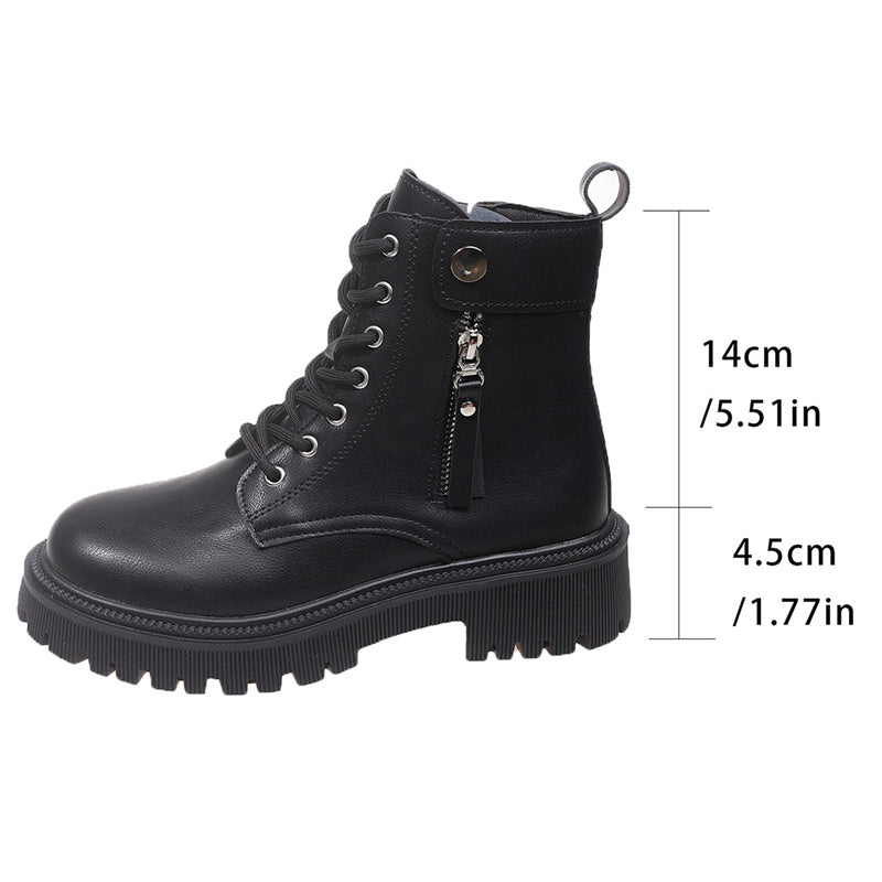 Women's Combat Ankle Boots with Side Zipper