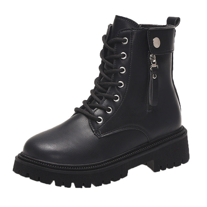Women's Combat Ankle Boots with Side Zipper