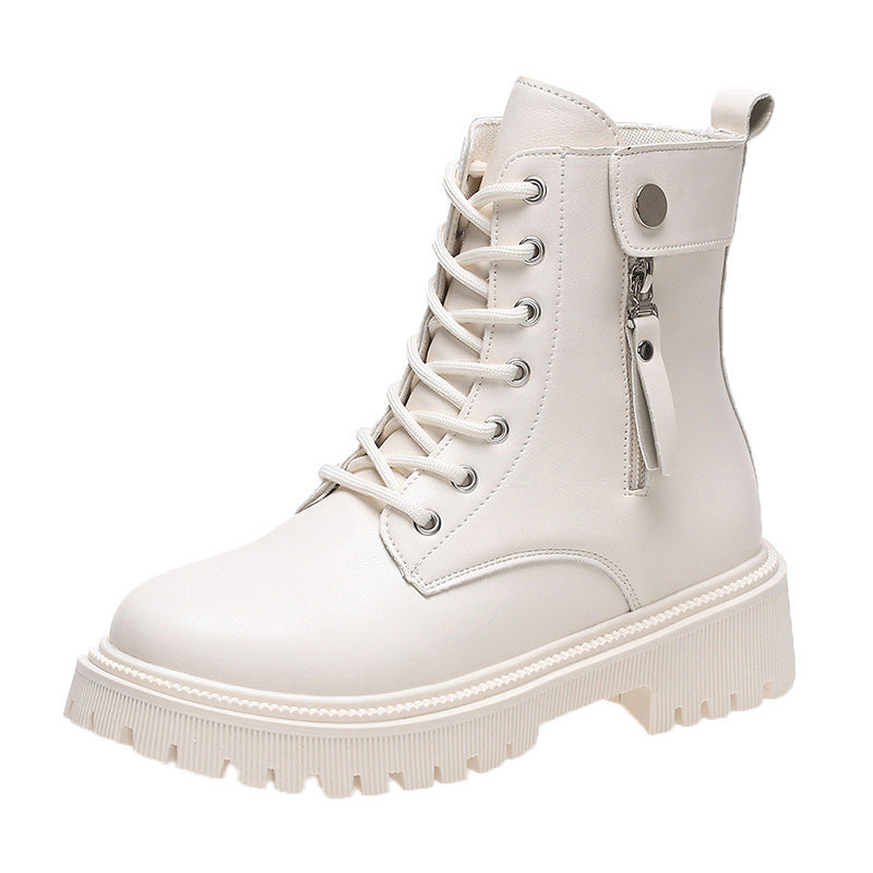 Women's Combat Ankle Boots with Side Zipper