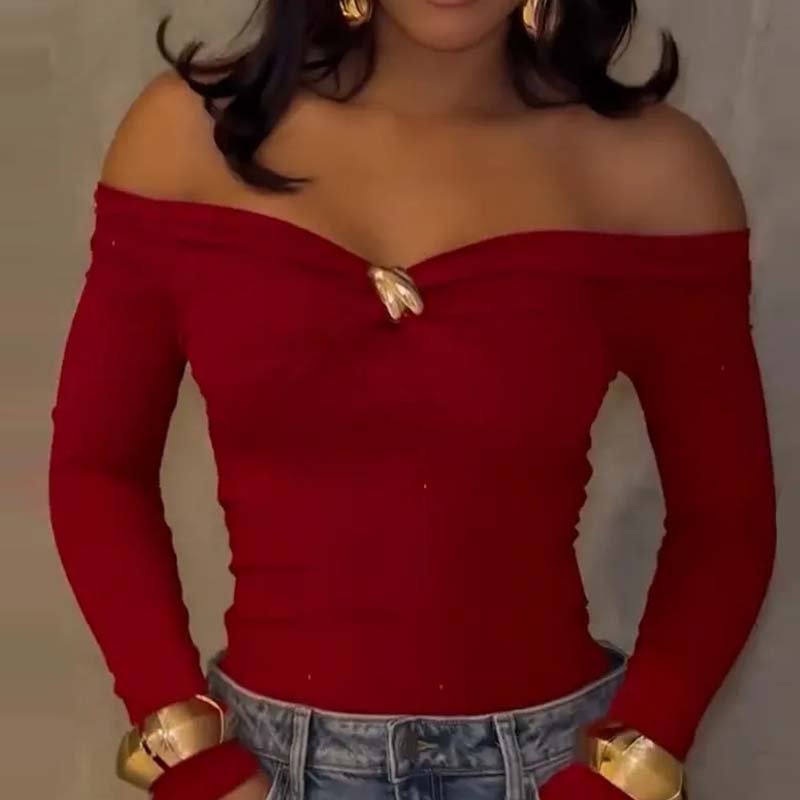 Women’s Elegant Off-Shoulder Long Sleeve Top