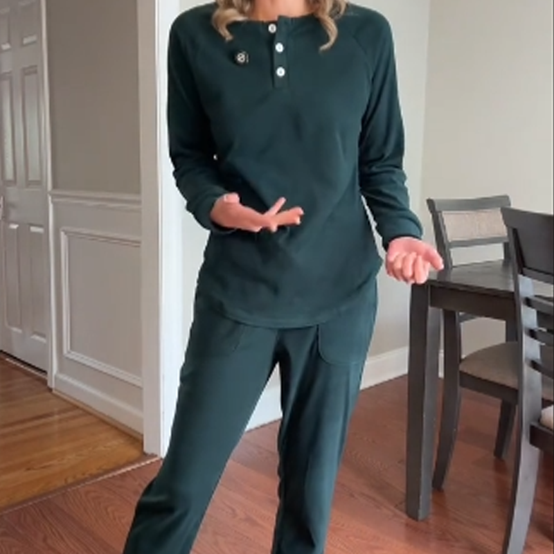 Women's Long Sleeve Pullover Top & Pants Set