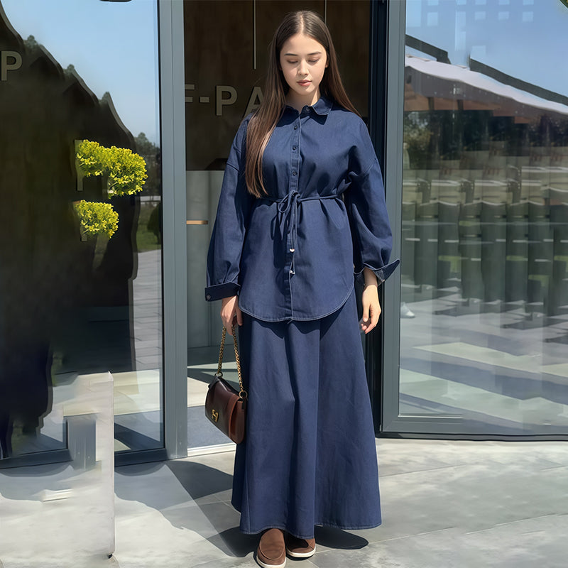 🔥Limited-time offer-Women's Fashion Loose Shirt and Maxi Skirt 2-Piece Set