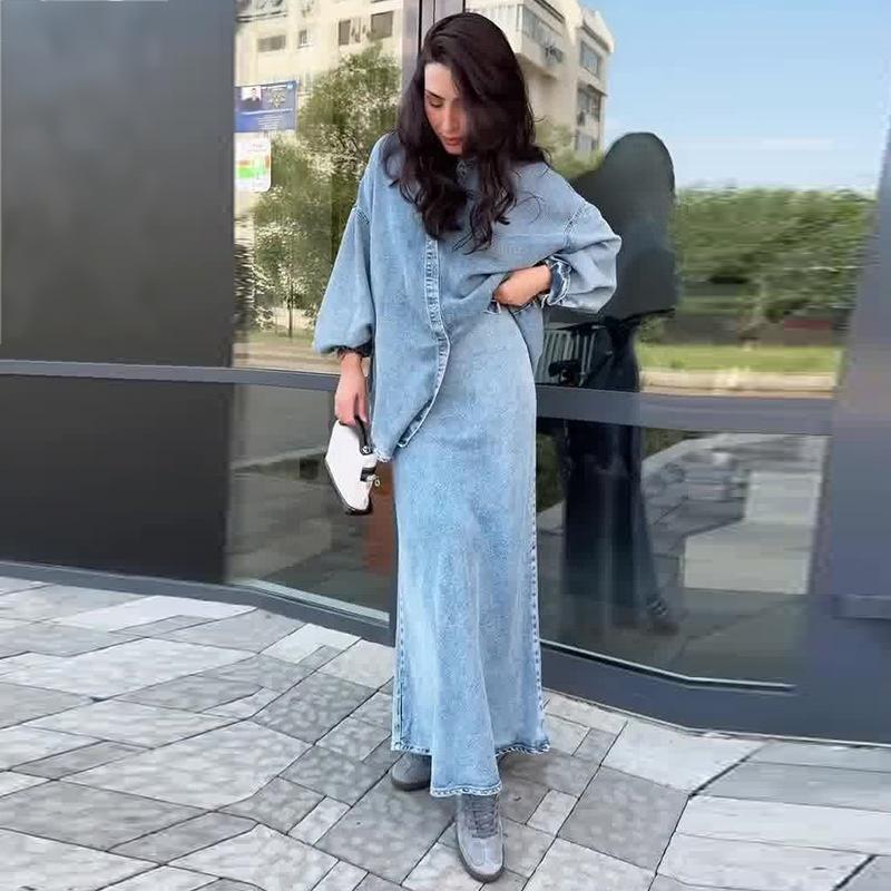 🔥Limited-time offer-Women's Fashion Loose Shirt and Maxi Skirt 2-Piece Set