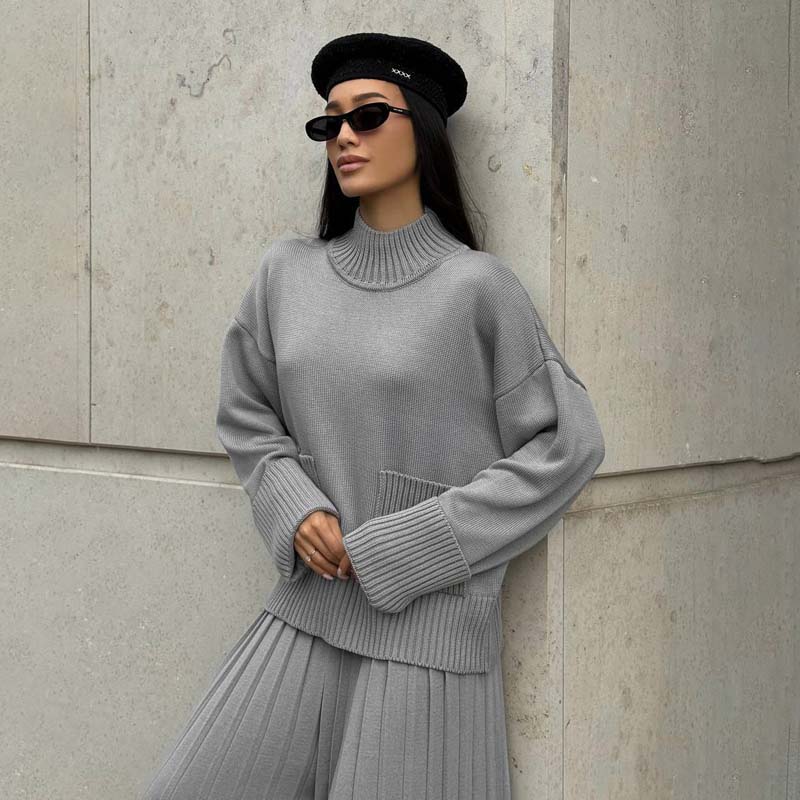 🔥Limited-time offer: 50% off-Women's Elegant High-Neck Knit Set