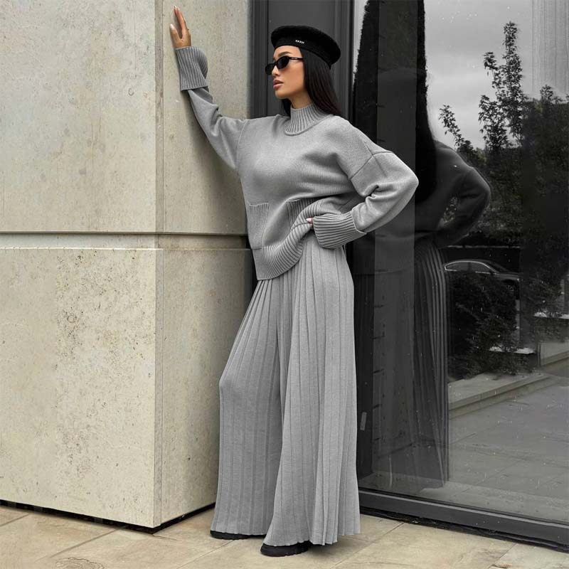 🔥Limited-time offer: 50% off-Women's Elegant High-Neck Knit Set