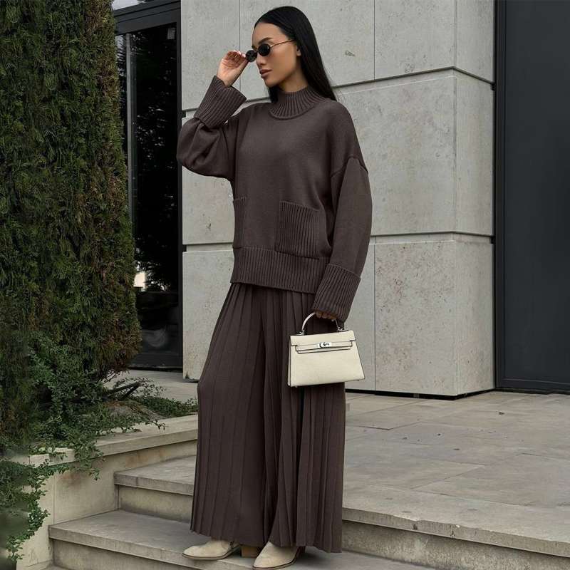 🔥Limited-time offer: 50% off-Women's Elegant High-Neck Knit Set