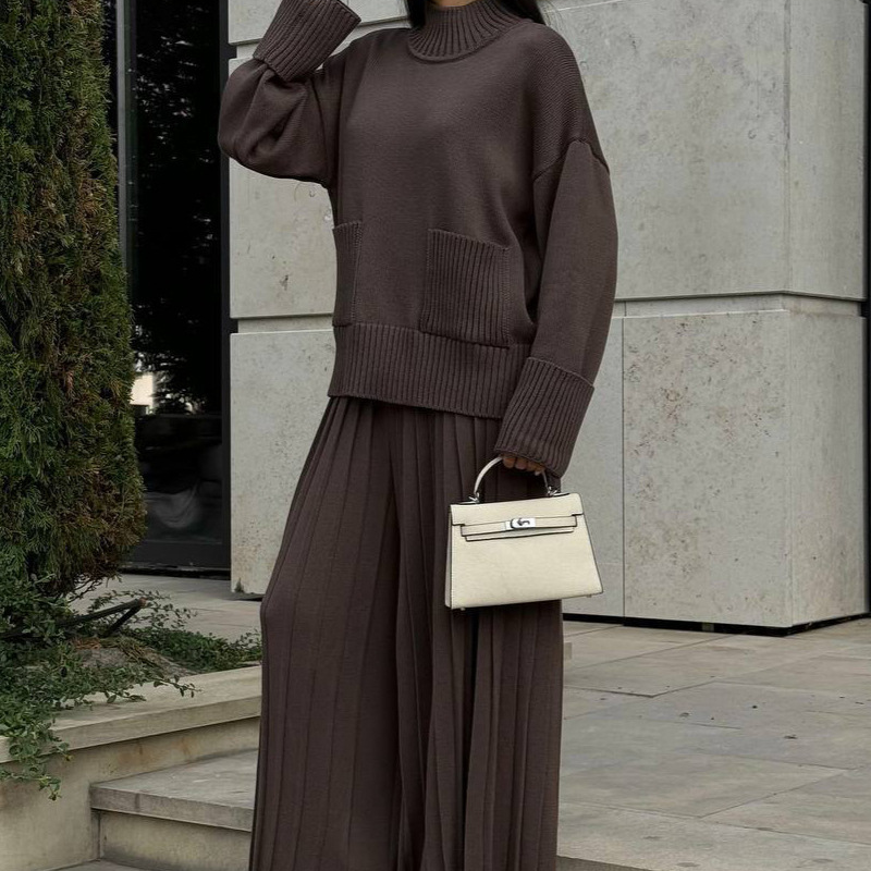 🔥Limited-time offer: 50% off-Women's Elegant High-Neck Knit Set