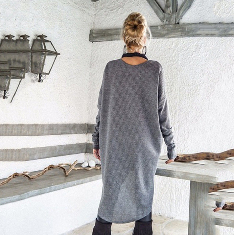 💥Limited-time offer-Women’s Irregular Hem Solid Color Sweater Dress – Soft Knit, Slim-Fit for Date/Commute/Winter