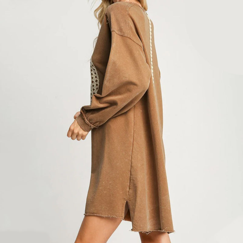 Women's Long Sleeve Peace Sign Mini Dress