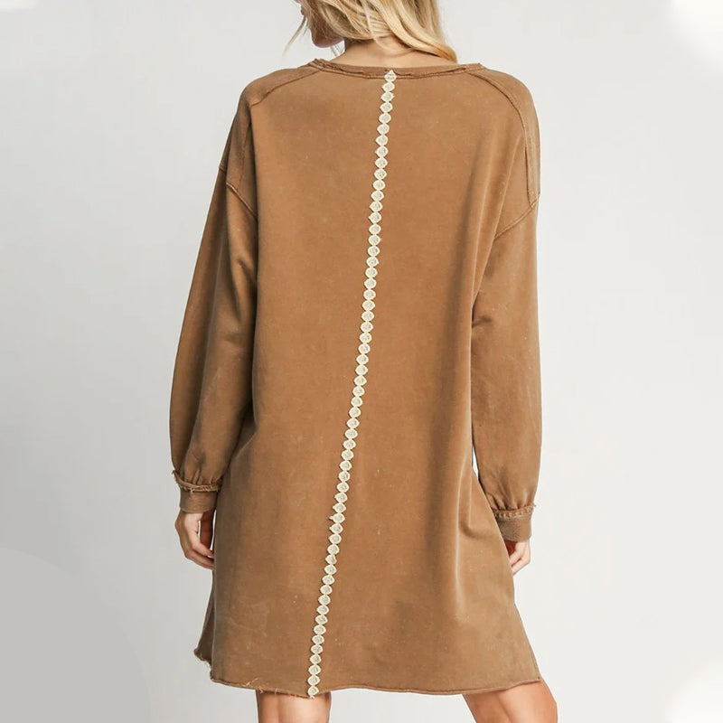 Women's Long Sleeve Peace Sign Mini Dress