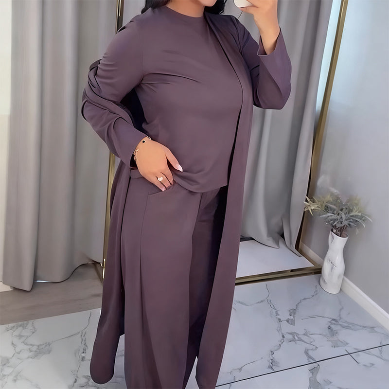 ⏳Limited-time 50% off⏰Women's Casual 3-Piece Outfit Set (long cardigan, top and pants)👚👖