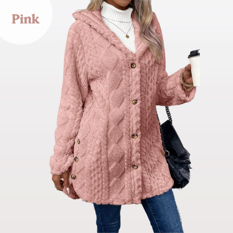 🍁New Fall Collection-Women's Warm Diamond Pattern Hooded Jacket