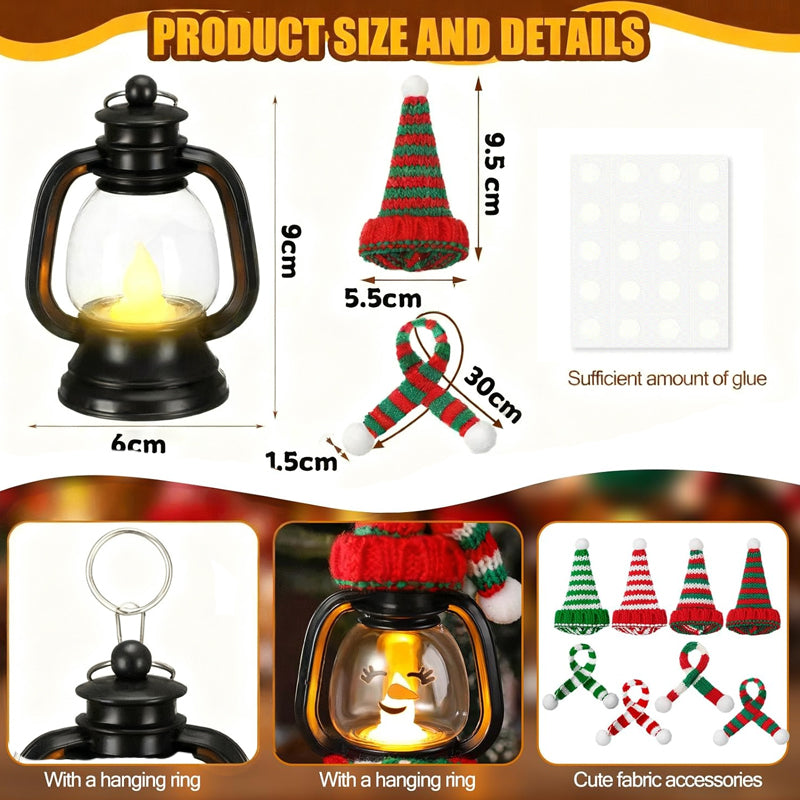 🎅Christmas Specials-Christmas Decoration Mini Snowman Lantern with Hats and Scarves