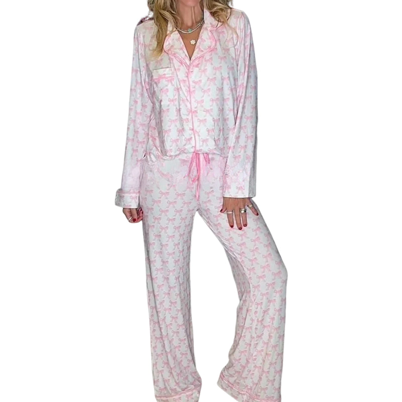 🔥Christmas Specials-Women’s Heart-Printed Button-Down Long-Sleeve Pajama Sets
