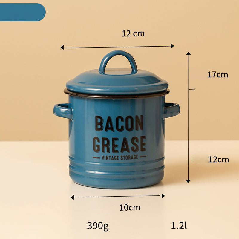 Practical Enamel Bacon Grease Container