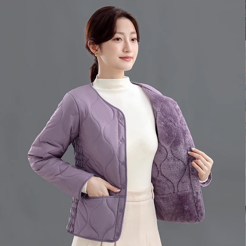 Women's Warm Quilted Button-Up Jacket
