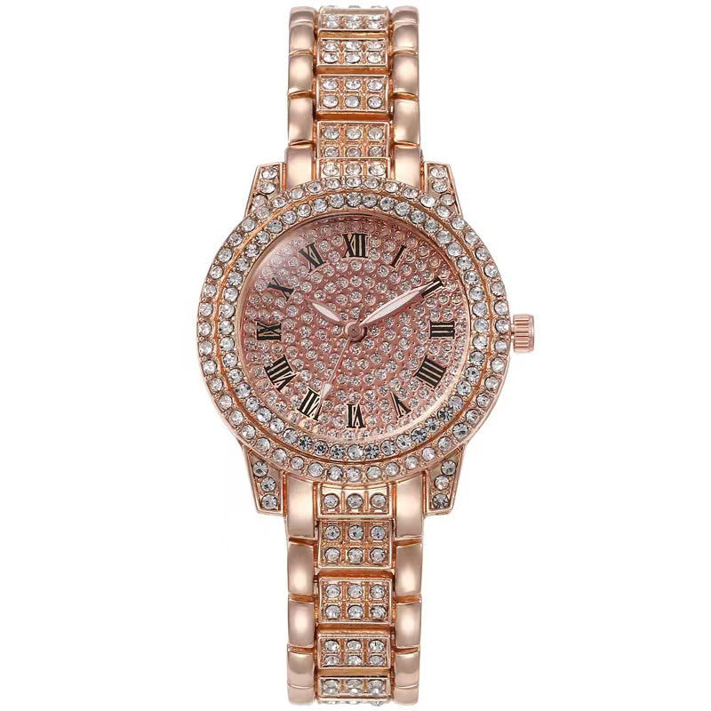 Fashion lady steel wrist watch full of diamonds and full stars